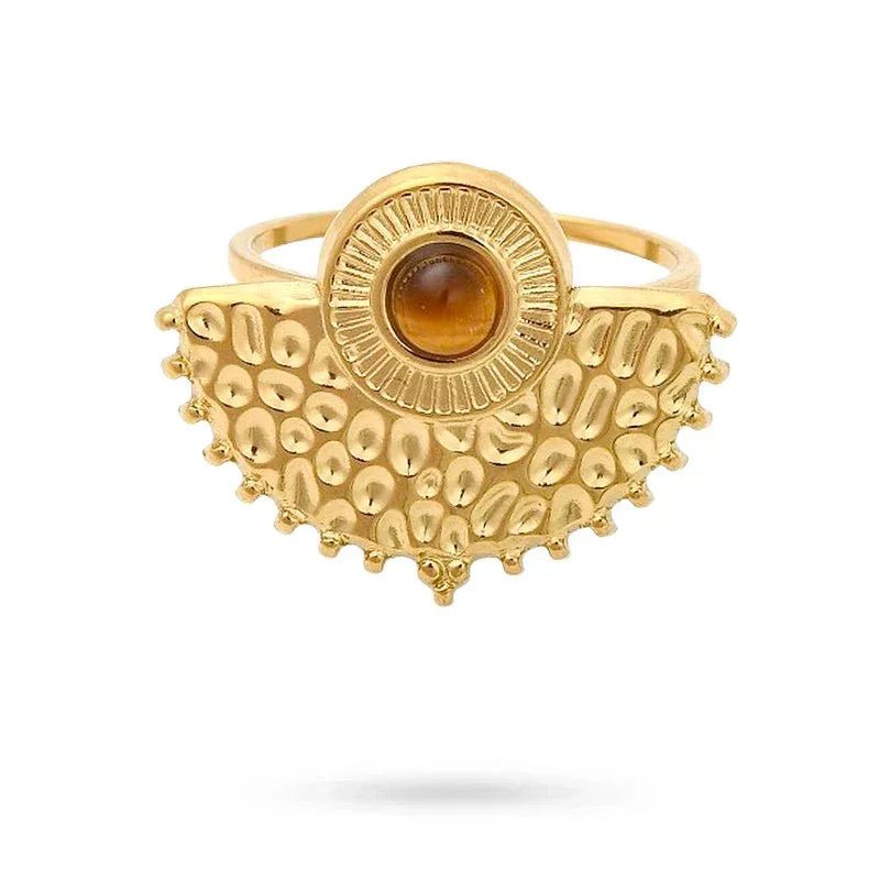 Bague Couronne Pierre Œil de Tigre - Les bijoux de JD