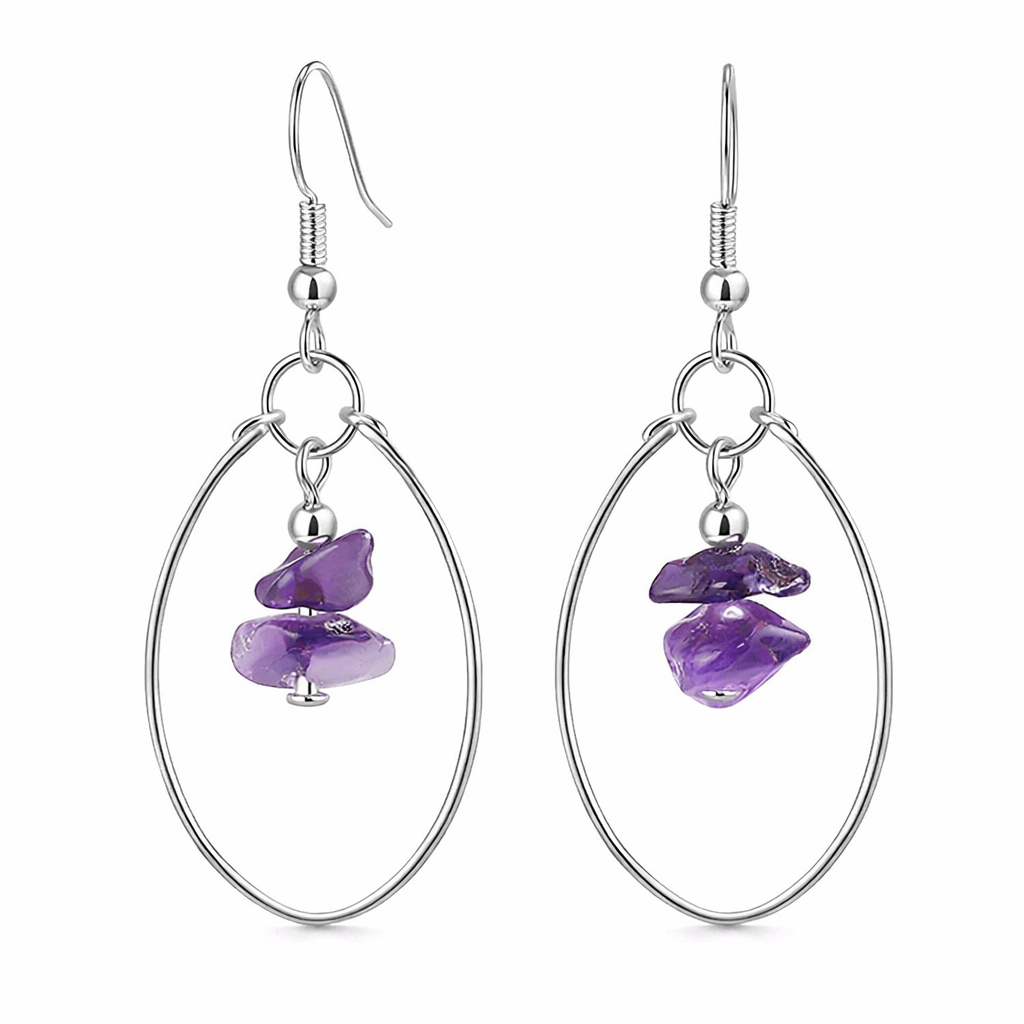 Boucles d'Oreilles Améthyste Ovale - Les bijoux de JD
