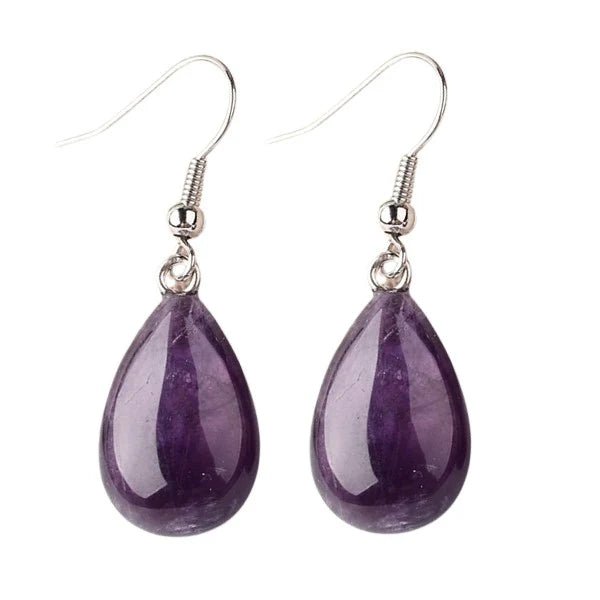 Boucles d’oreilles Goutte d’Améthyste – bijou élégant femme en pierre naturelle