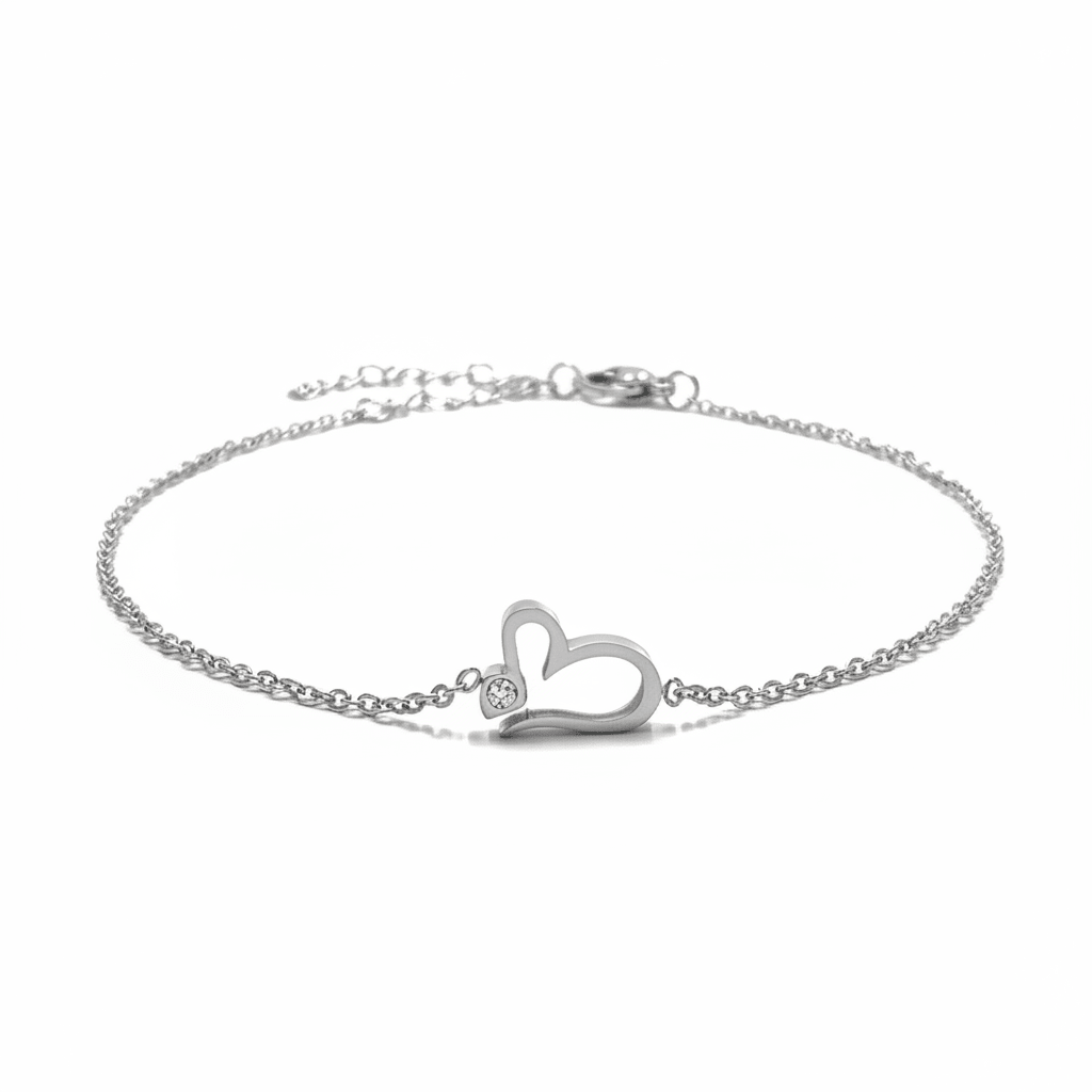 Chaîne de Cheville Cœur Argenté - Les bijoux de JD