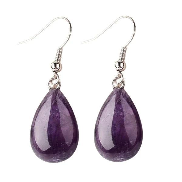 Boucles d’oreilles Goutte d’Améthyste – bijou élégant femme en pierre naturelle