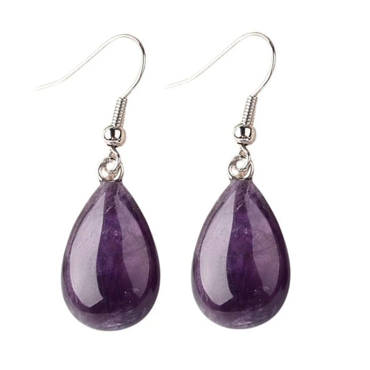 Boucles d’oreilles Goutte d’Améthyste – bijou élégant femme en pierre naturelle