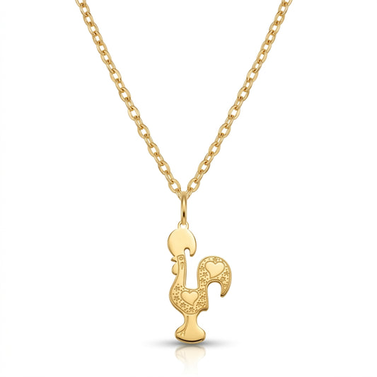 Collier Galo de Barcelos - pendentif coq doré en acier inoxydable