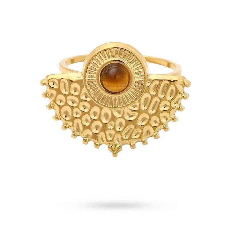 Bague Couronne Pierre Œil de Tigre - Les bijoux de JD