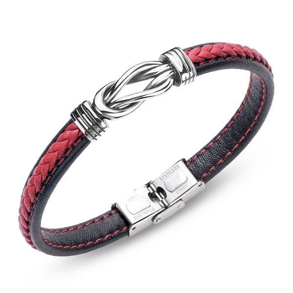 Bracelet Homme Cuir Tressé Rouge - Les bijoux de JD