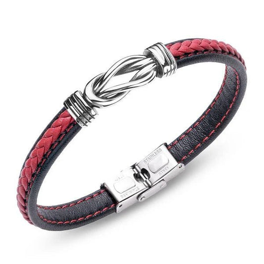 Bracelet Homme Cuir Tressé Rouge - Les bijoux de JD