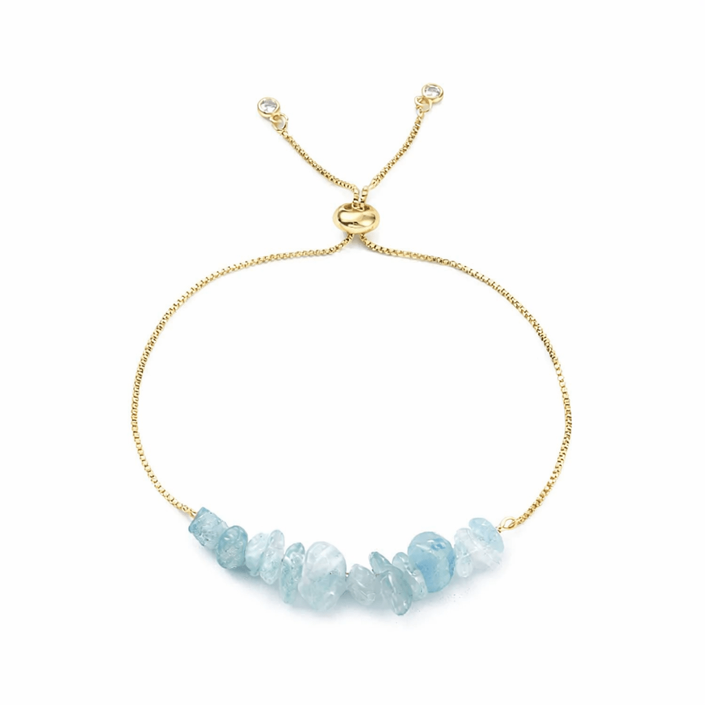 Bracelet réglable en Aigue-Marine – bijou en pierre naturelle apaisante