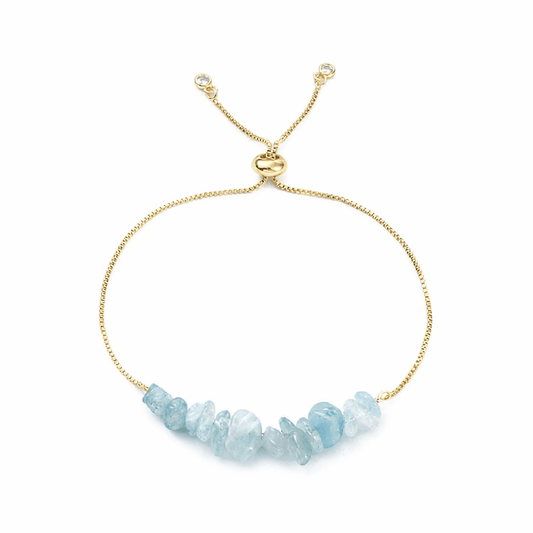 Bracelet réglable en Aigue-Marine – bijou en pierre naturelle apaisante