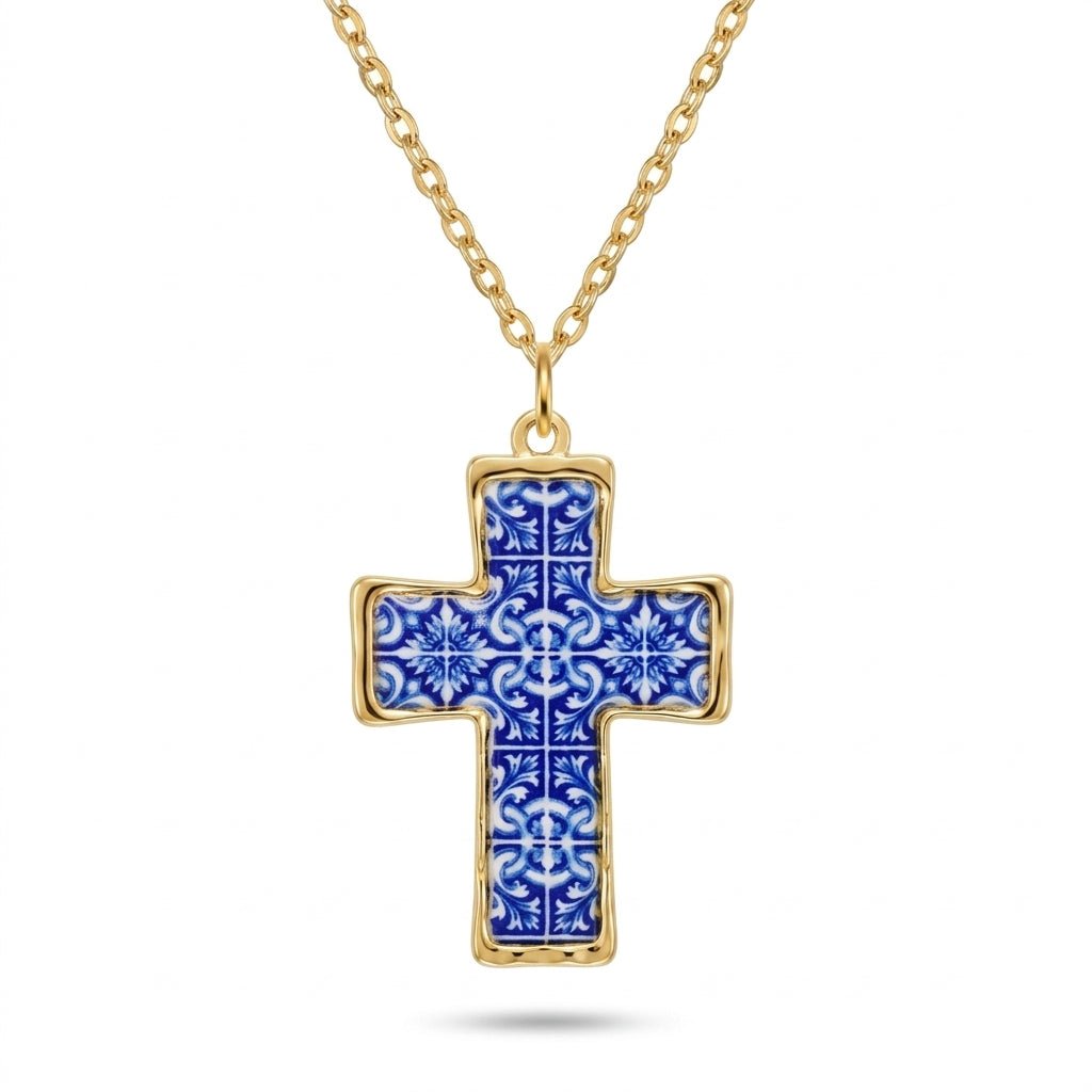 Collier croix azulejo - Les bijoux de JD