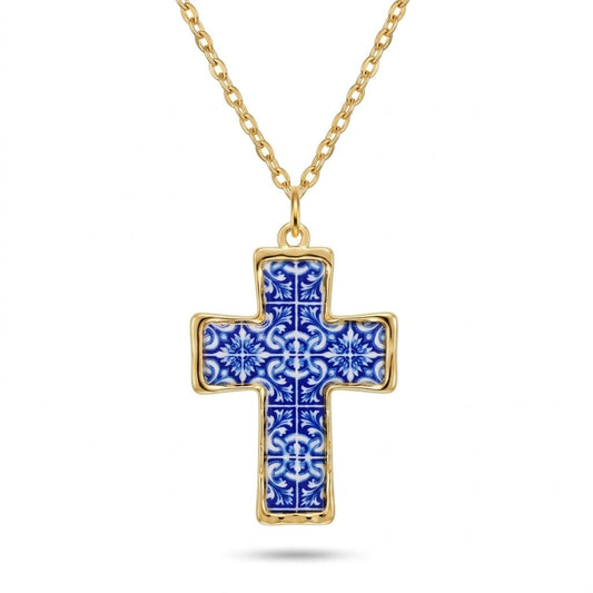 Collier croix azulejo - Les bijoux de JD