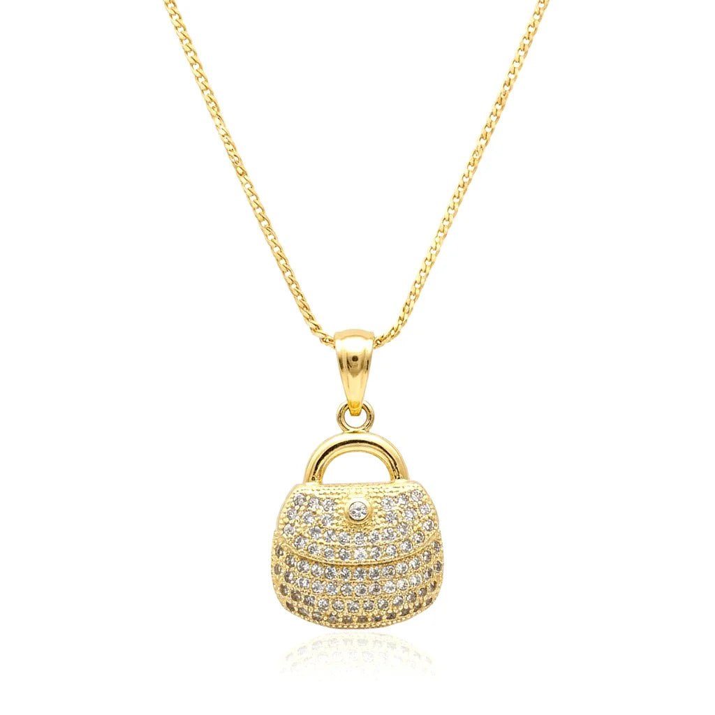 Collier Femme Chaîne Pendentif Sac à Main Zirconium - Les bijoux de JD