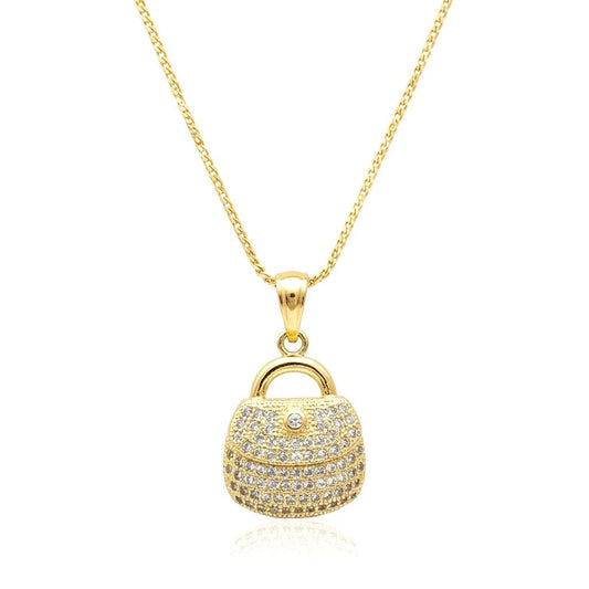 Collier Femme Chaîne Pendentif Sac à Main Zirconium - Les bijoux de JD