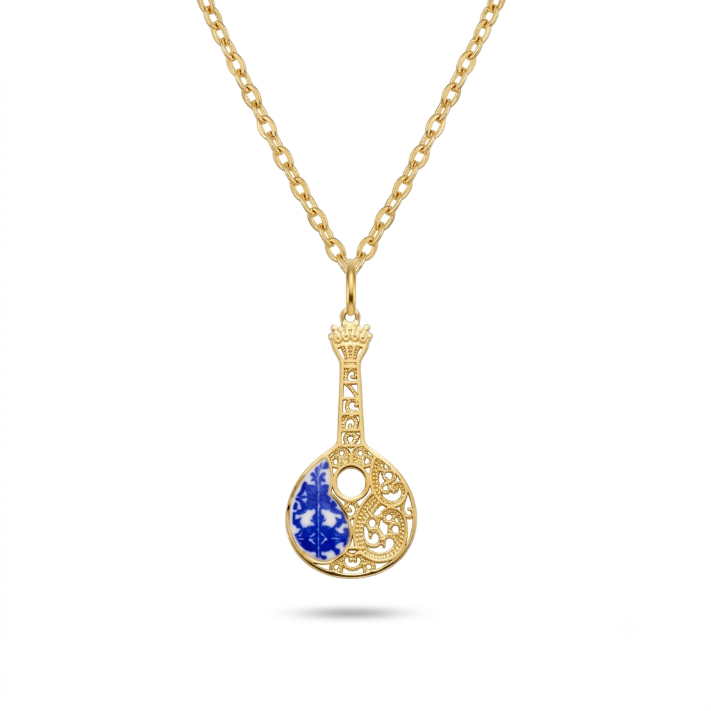 collier guitare portugaise fado avec azulejos 